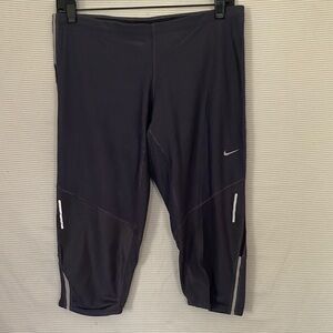 Nike Dark Gray/Purple Cropped Athletic Capris with Reflective Trim
